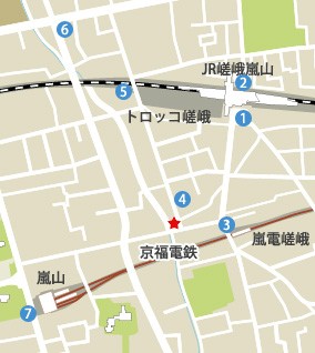 ペンションマインドゲーム 周辺map 京都嵐山周辺の観光地